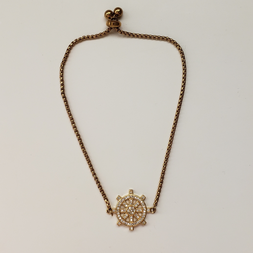 Gold Ship Wheel Anklet